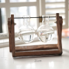 Hot selling home decor water planting glass flower vase with wooden frame creative modern glass vase