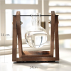 Hot selling home decor water planting glass flower vase with wooden frame creative modern glass vase