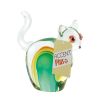 Accent Plus Art Glass Figurine - Green and Yellow Cat