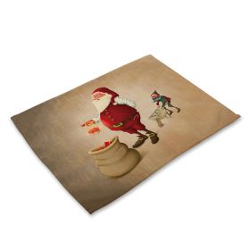 Santa Claus Printed Cotton And Linen Placemat (Option: )