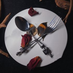 Antique Dark Gothic Titanium Steel Tableware (Option: )