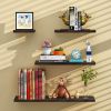 4pcs White Floating Wood Wall Shelves Storage Rack Bookcase for Kitchen Bathroom